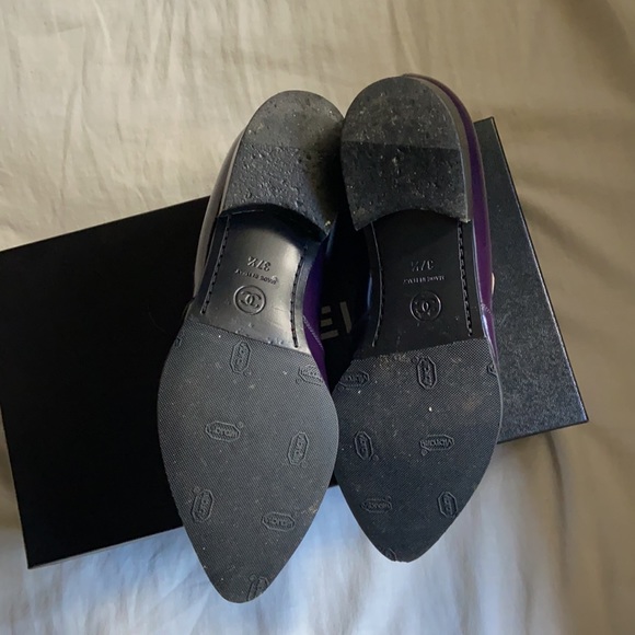 Chanel Dark Plum Calfskin Loafers I Size 7.5 - Picture 11 of 14